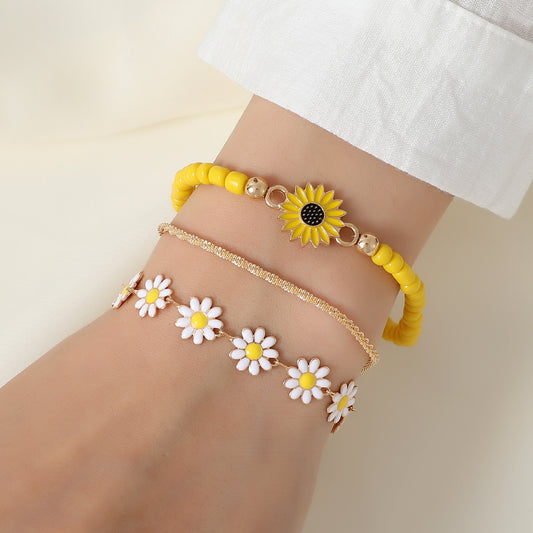 Little Daisy Twin Suit Design Sense Glaze Flowers Bracelets