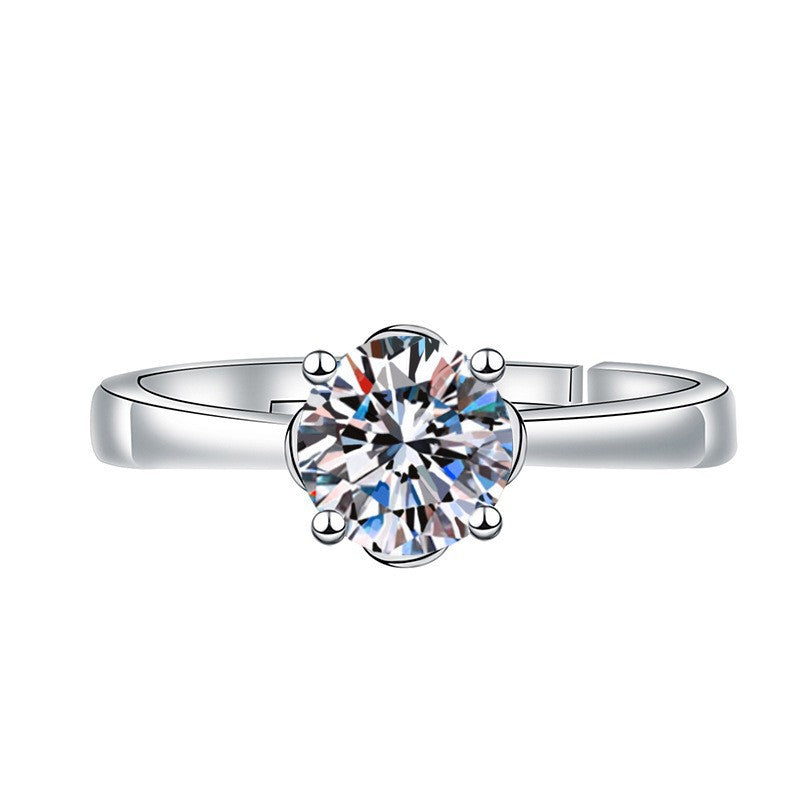 Elegant Imitation Moissanite Open Adjustable Live Broadcast Rings