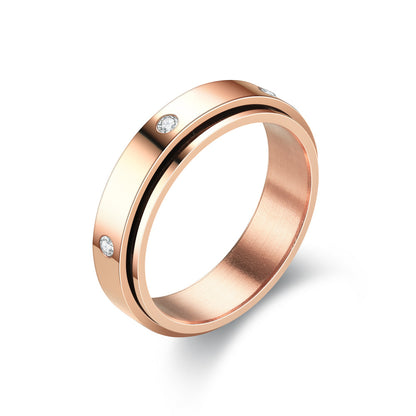 Titanium Steel Rotatable Couple Starry Stainless Rings