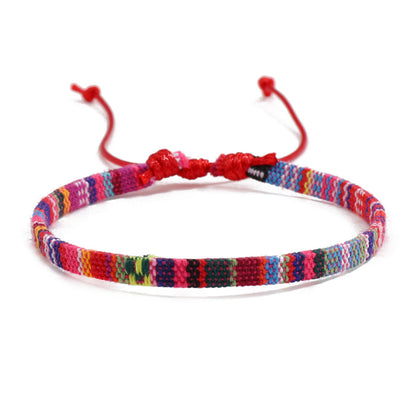 Colorful Bohemian Style Cotton Linen Fabric Woven Bracelets