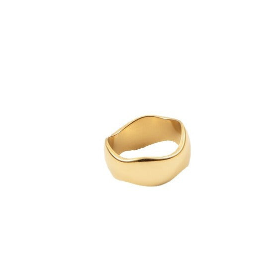 Wide Arc Titanium Steel Electroplating Gold Rings