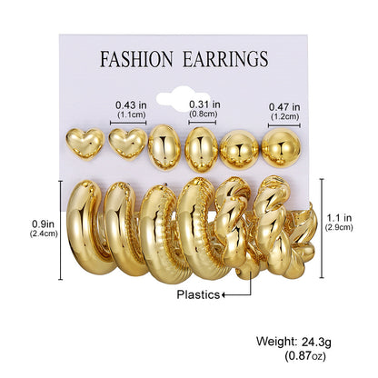 Golden Personality Water Drop Creative Complex Earrings