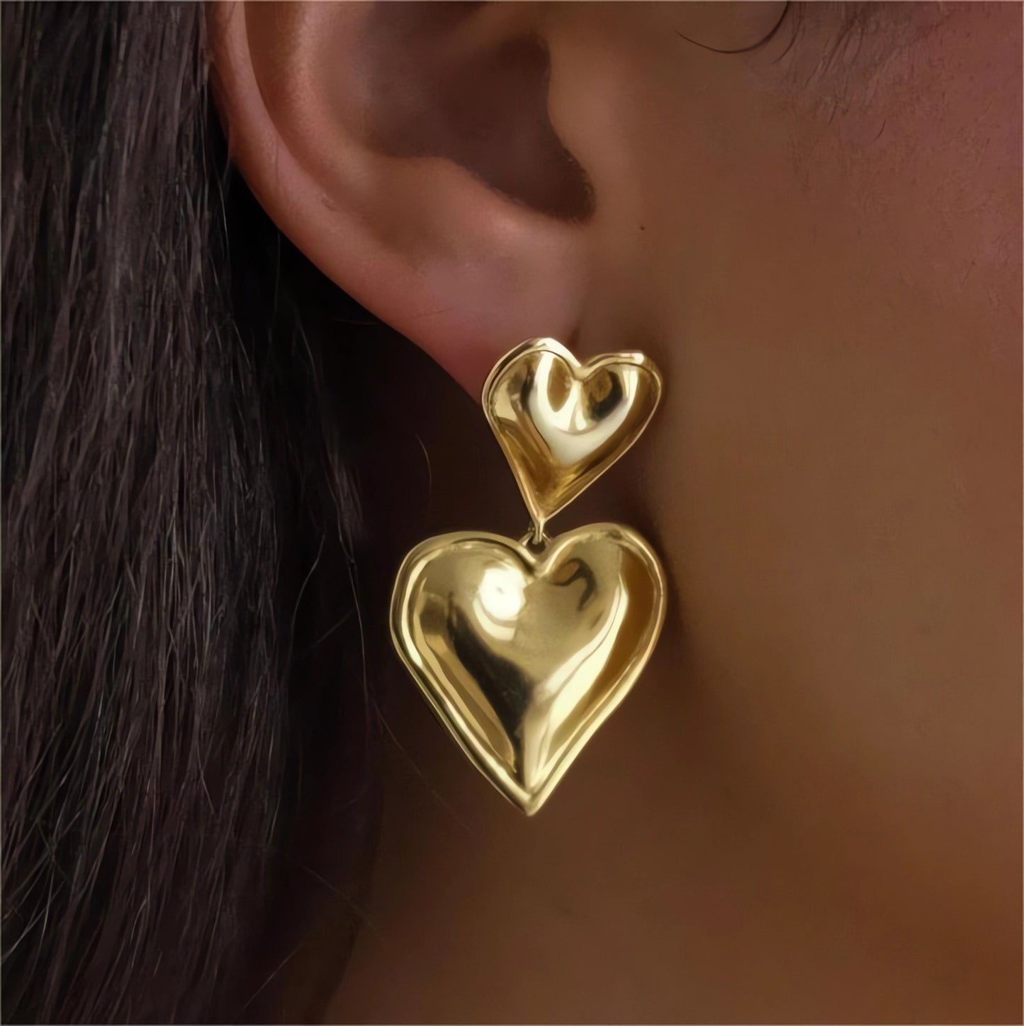 Plated Heart-shaped Minimalist Design Graceful Fashionable Earrings