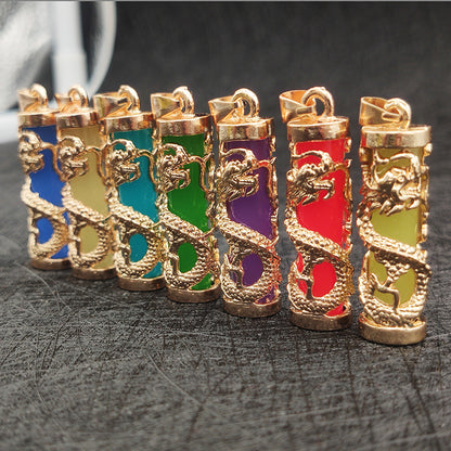 Men's Gold Luminous Dragon Column Resin Domineering Pendants