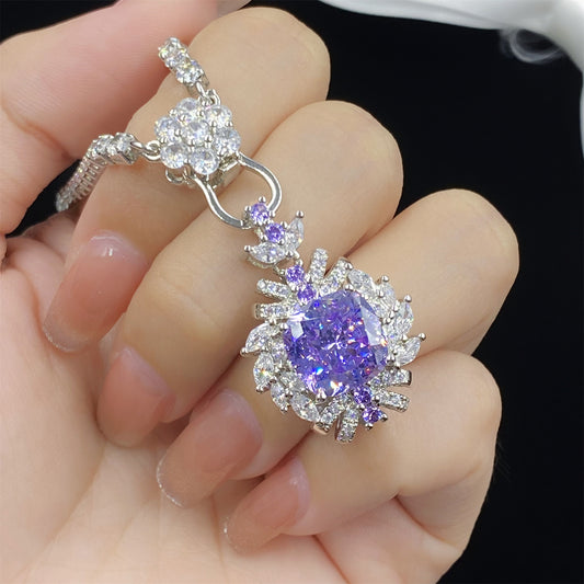 Cut Flash Light Purple Zircon Simulation Amethyst Open Female Pendants