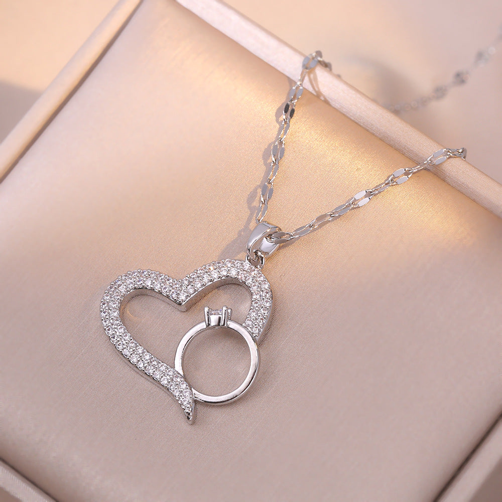 Women's Diamond Heart-shaped Zircon Clavicle Chain Simple Necklaces