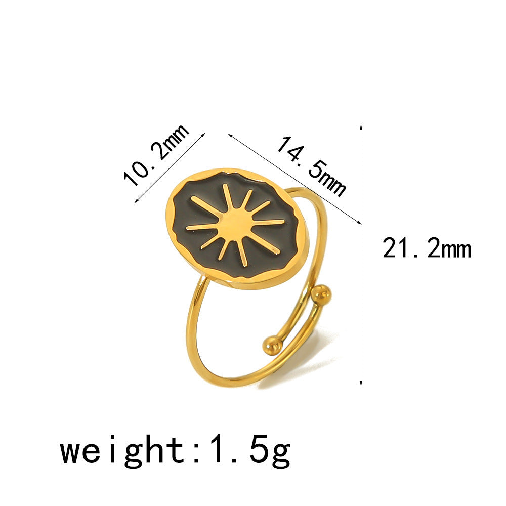 Gold Dripping Titanium Steel Female Retro Rings