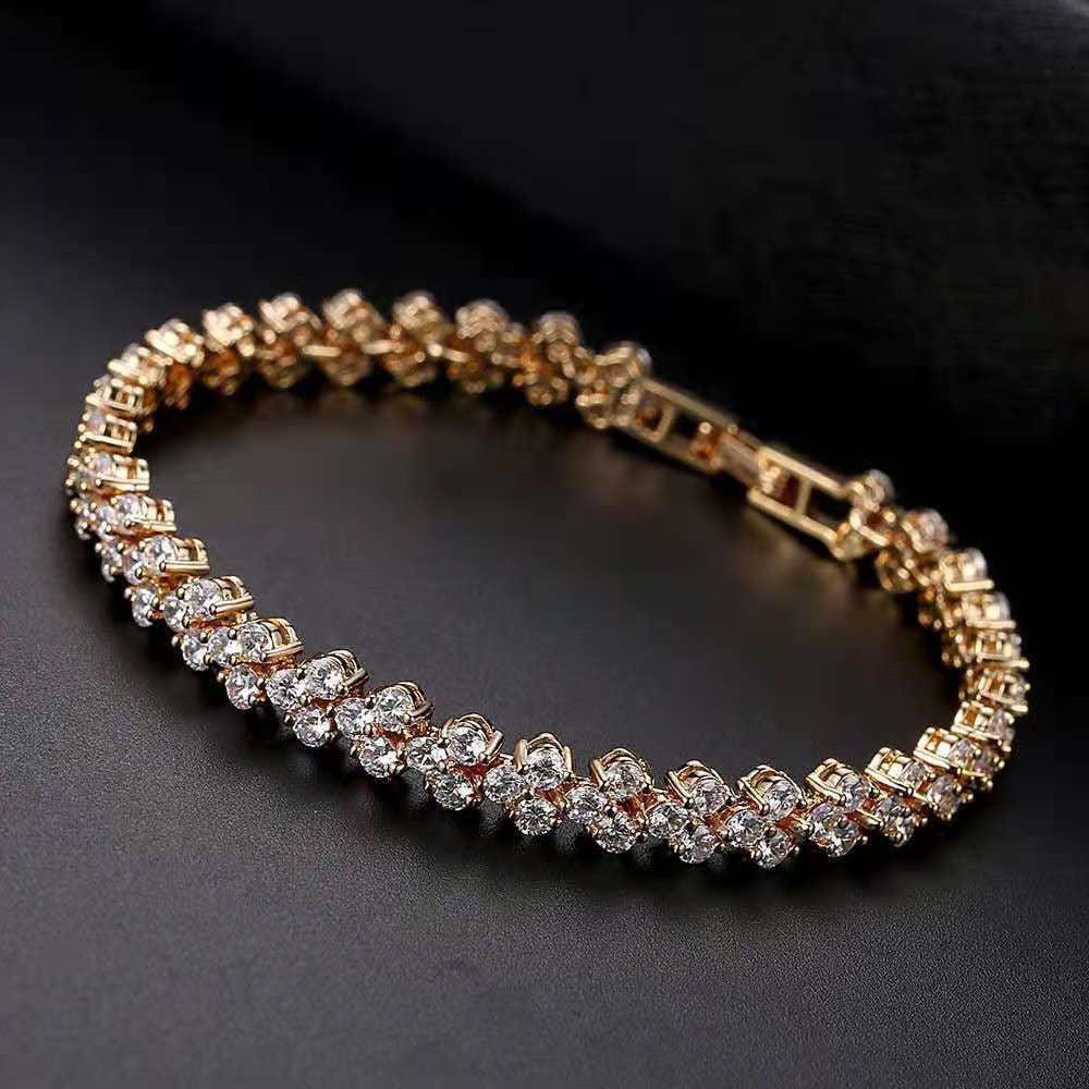 Coffee Glittering Crystal Zircon Full Diamond Bracelets