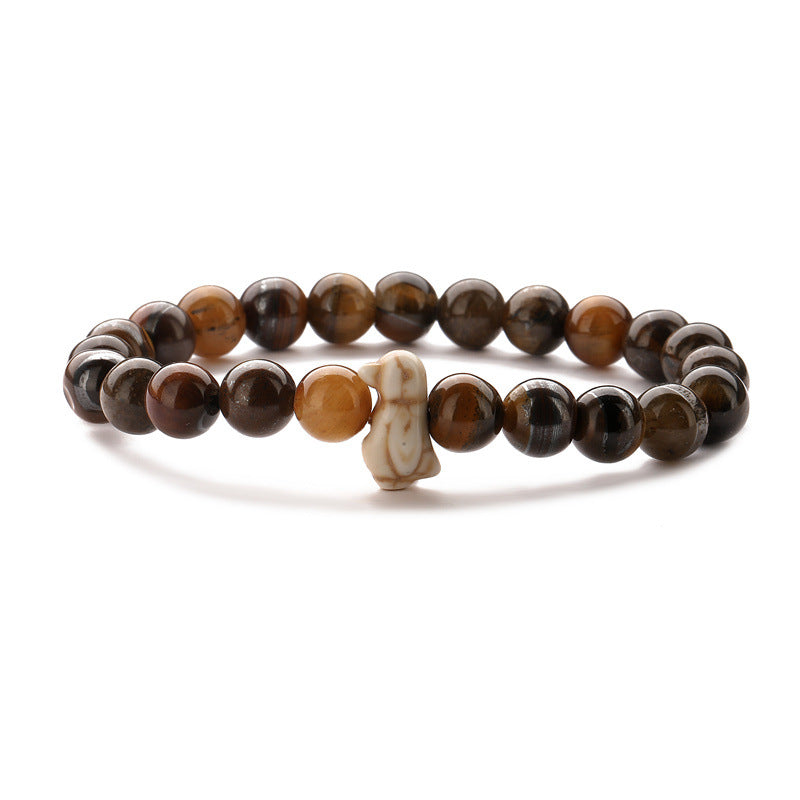 Animal Tiger Eye Elastic Weathered Granite Agate Bracelets