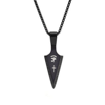 Men's Stainless Steel Carbon Fiber Spearhead Horus Pendants