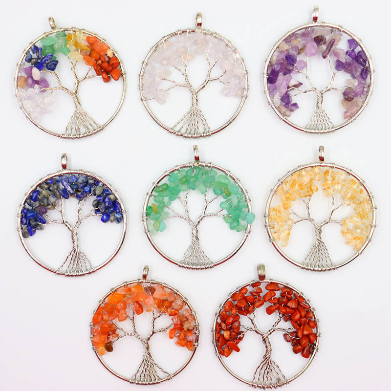 Natural Crystal Gravel Winding Colorful Tree Of Pendants