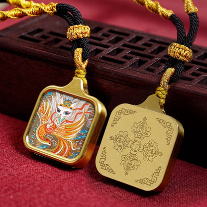 Women's & Men's Statue Of The Buddha Carry-on Yellow Wealth Bodhisattva Pendants