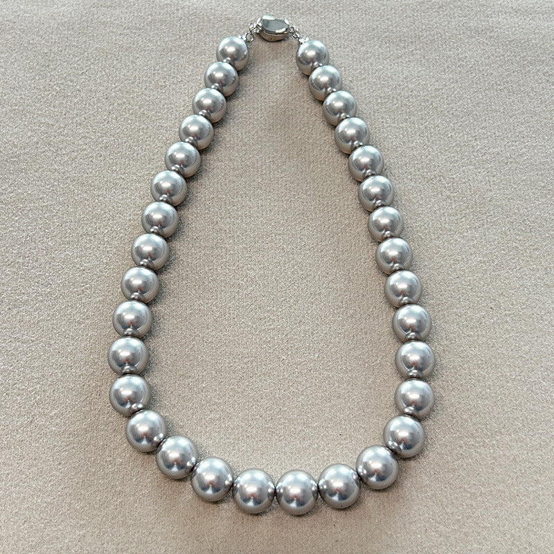 Imitation Polo Pearl Light Luxury Minority Advanced Gray Necklaces