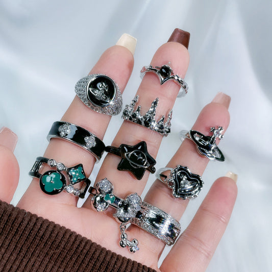 Saturn Personality Drip Glazed Open Fashion Rings