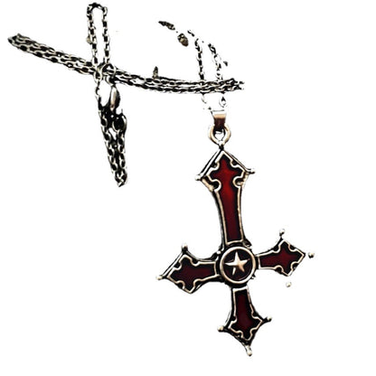 Fashion Blood Red Gothic Inverted Cross Necklaces