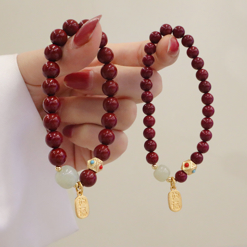 Women's Raw Ore Purple Gold Sand Cinnabar Lucky Beads Life Bracelets