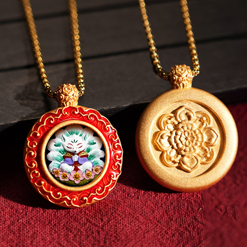 Three-dimensional Tibetan Style Fifth Master Brass Painted Wipe Pendants