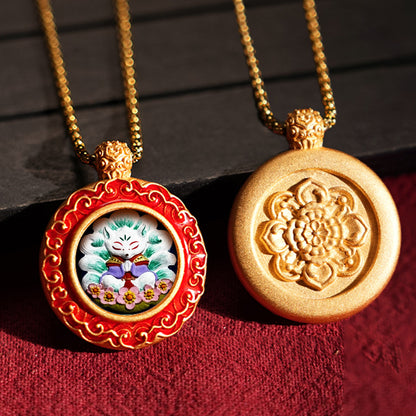 Three-dimensional Tibetan Style Fifth Master Brass Painted Wipe Pendants