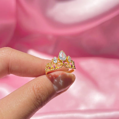 Personality Hollow Out Crown Simple Rhinestone Rings
