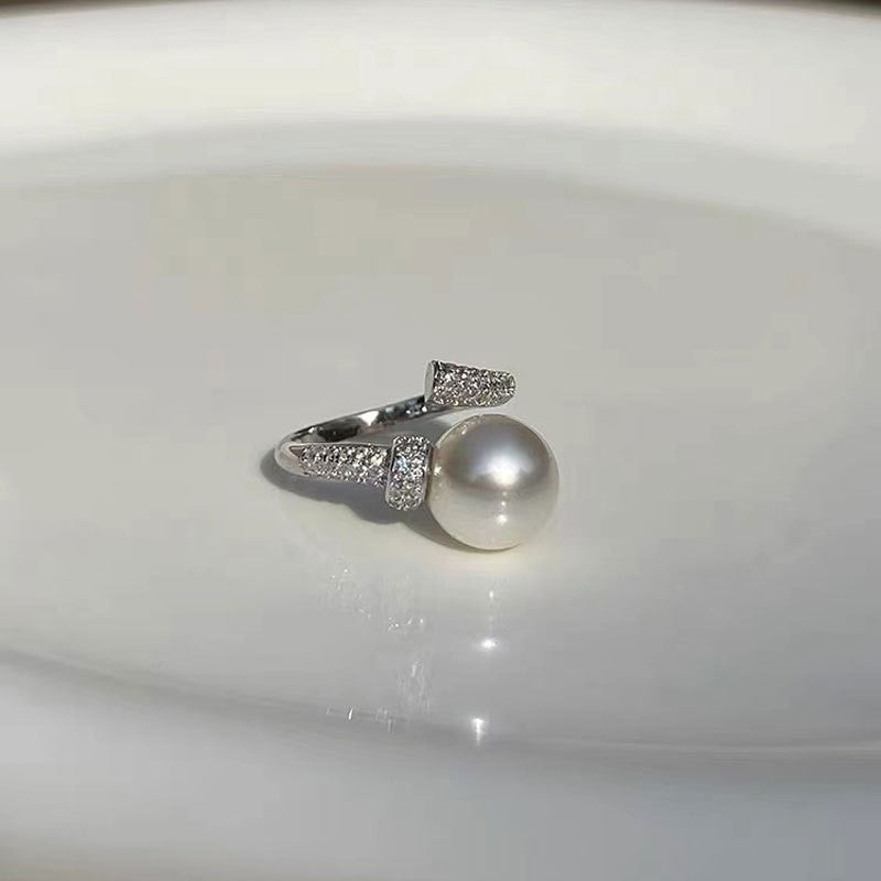 Full Diamond Pearl Female Design High-grade Rings