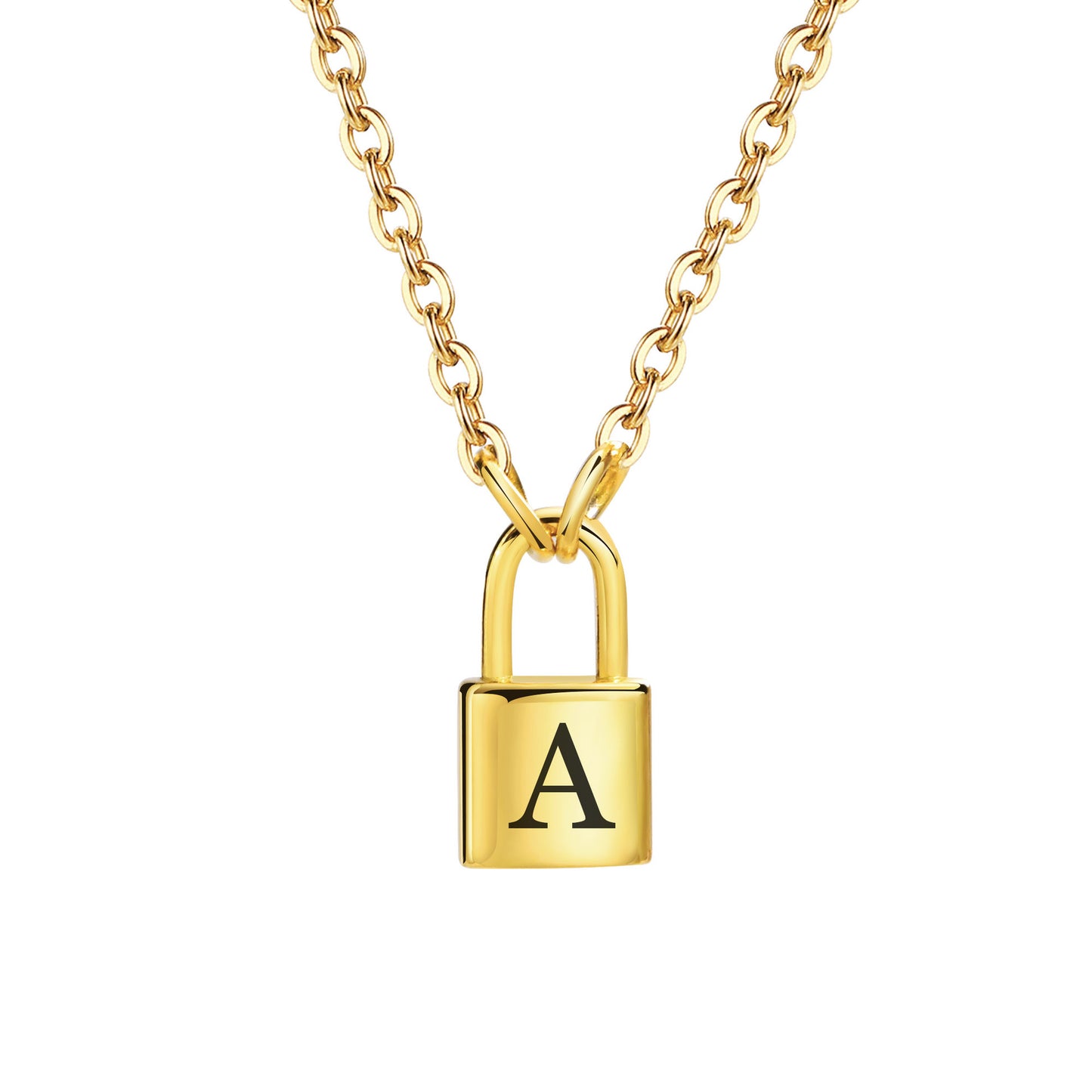 Letter Stainless Steel Lock Head Fashion Necklaces