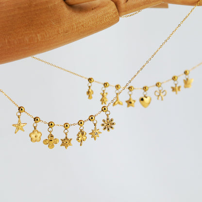 Mini Flowers Butterfly Five-pointed Star Love Pendants