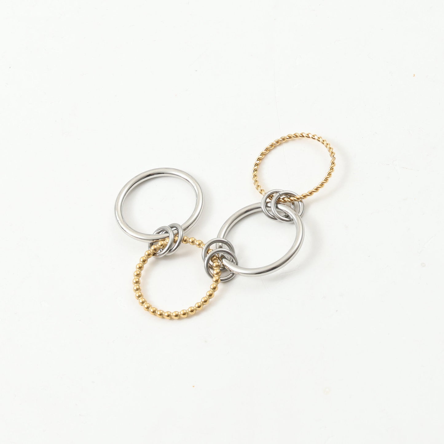 Twist Plus Patchwork Titanium Steel Gold Rings