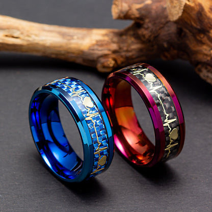 Jewelry For Valentine's Day Inlaid Carbon Rings