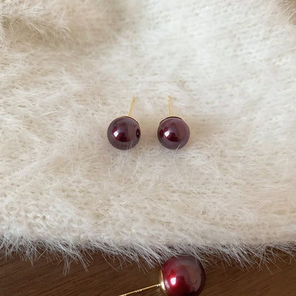 Gold Electroplated Sier Needle Red Dripping Earrings