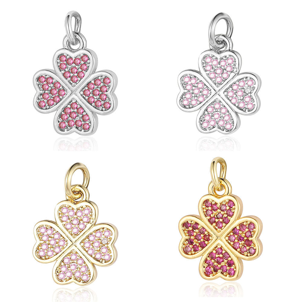 Four-leaf Clover Color Zirconium Copper Micro Inlaid Zircon Pendants