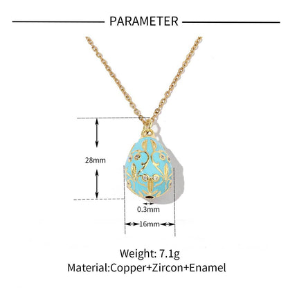 Color Copper Zircon Easter Egg Female Enamel Pendants