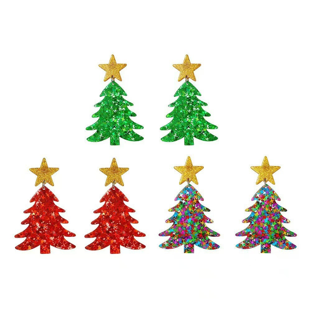 Christmas Cute Tree Snowflake Female Fashion Earrings