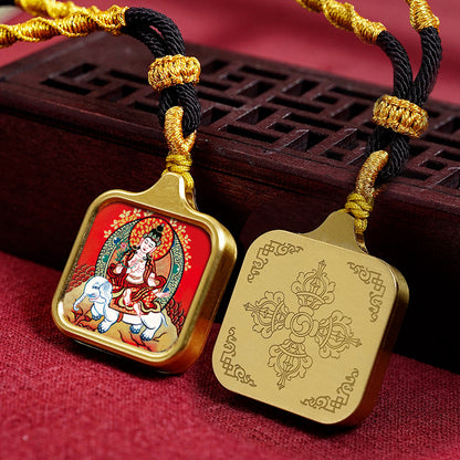 Women's & Men's Statue Of The Buddha Carry-on Yellow Wealth Bodhisattva Pendants