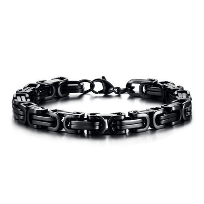 Men's Fashion Domineering Stainless Steel Handmade Square Buckle Emperor Necklaces