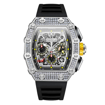 Men's Diamond Stylish Versatile Watch Tape Fast Mechanical Watches