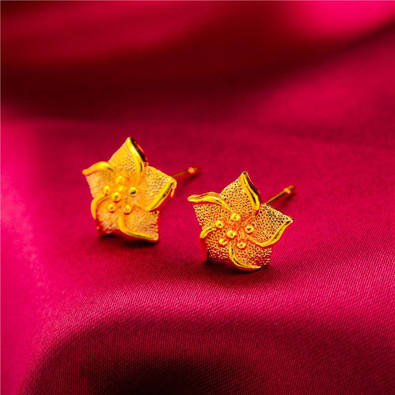 Gold-plated Fancy Vietnam Placer Gold Glazed Surface Earrings