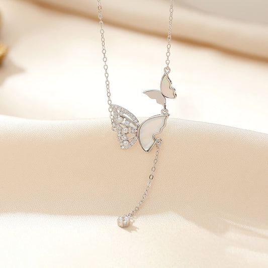 Sier Butterfly Elegant Female Korean High Sense Mori Clavicle Necklaces