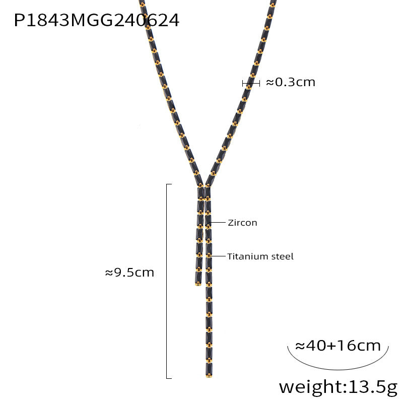 Single Row Diamond Titanium Steel Inlaid Color Necklaces