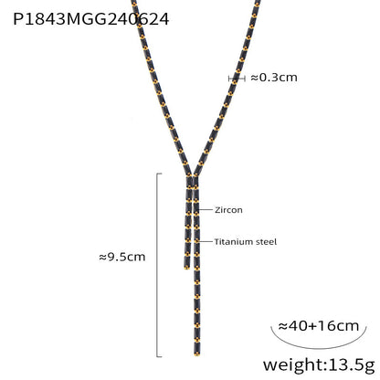 Single Row Diamond Titanium Steel Inlaid Color Necklaces