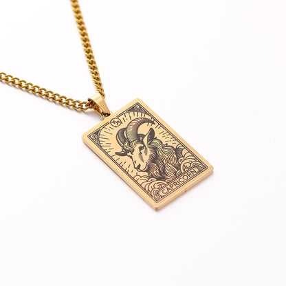 Men's Twee Constellations Logo Dog Tag Vintage Necklaces