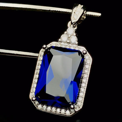Rectangular Artificial Sapphire Fashion Colored Gems Female Elegant Pendants