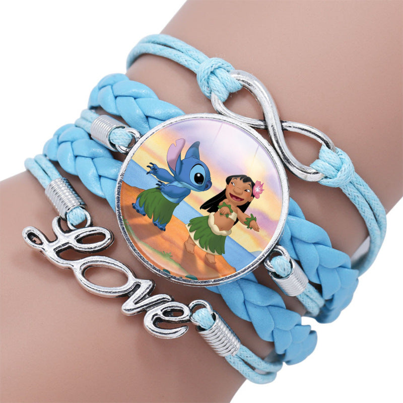 Cartoon Star Stitch Time Stone Leather Bracelets