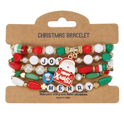 String Beads Snowman Tree Old Man Bracelets