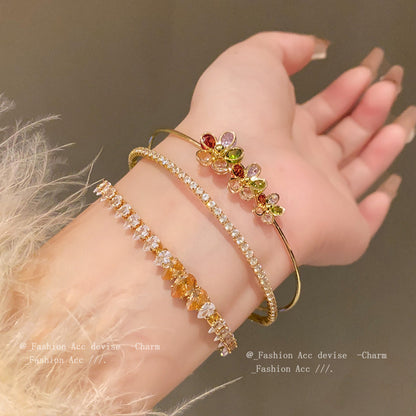 Affordable Luxury Style Zircon Flower Water Bracelets