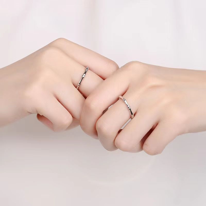 Women's & Men's Hands Without Picking Sier-plated Bamboo Simple Rings