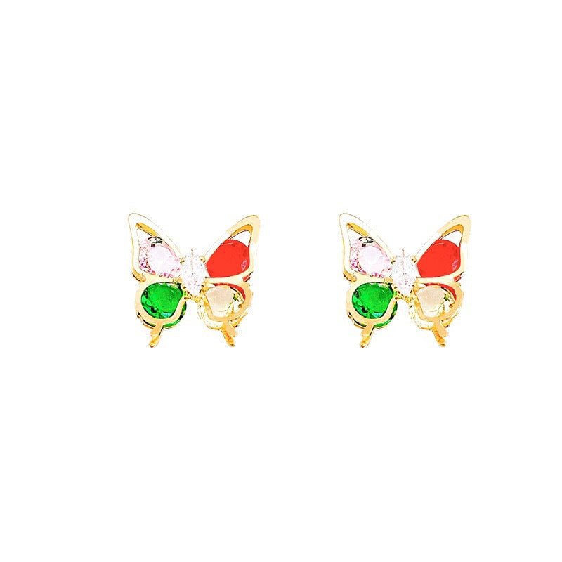 Micro Inlaid Zircon Girly Double Layer Ear Clips Earrings