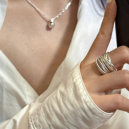 Line Cross Cord For Braiding Female Simple Irregular Wide Rings