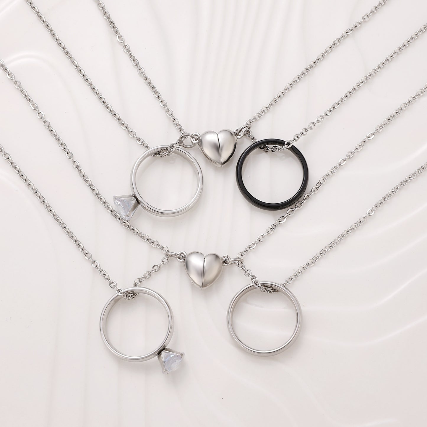 Simple Romantic Diamond Magnetic Love Suit Necklaces