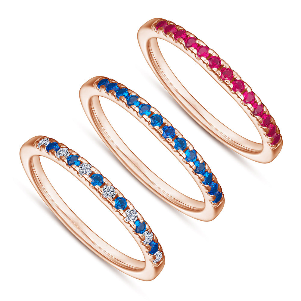 Inlaid Zircon Gang Drill Lettering Index Rings