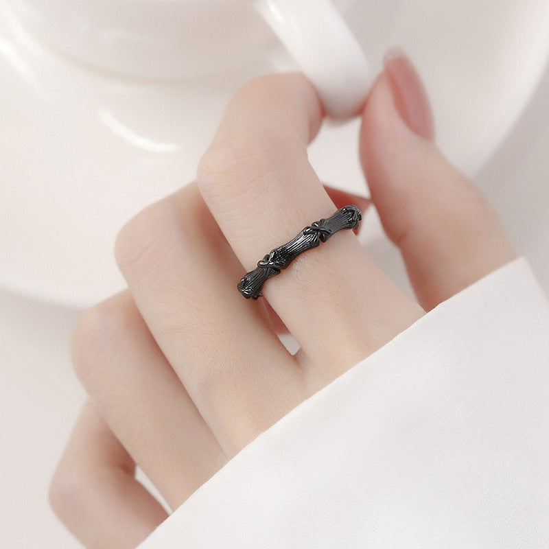 Three-color Bamboo Female Niche High-grade Simple Rings